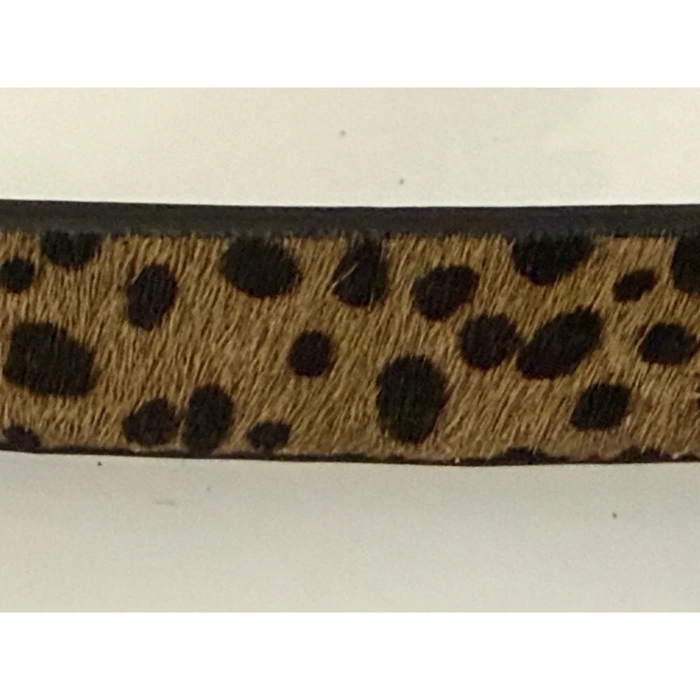 Vintage XSkinny Belt Gold Buckle Leopard Calf Hair Leather‎ Brown Tan XS 26